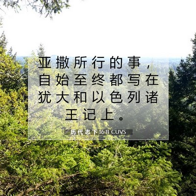 Picture 07 - 历 代 志 下 16:11 CUVS - 亚 撒 所 行 的 事 ， 自 始 至 终 都 - Bible Verse Picture