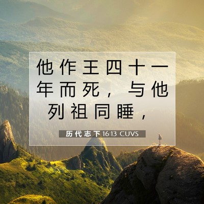 Picture 07 - 历 代 志 下 16:13 CUVS - 他 作 王 四 十 一 年 而 死 ， 与 他 - Bible Verse Picture