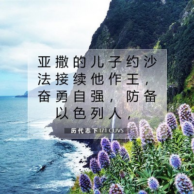 Picture 07 - 历 代 志 下 17:1 CUVS - 亚 撒 的 儿 子 约 沙 法 接 续 他 作 - Bible Verse Picture