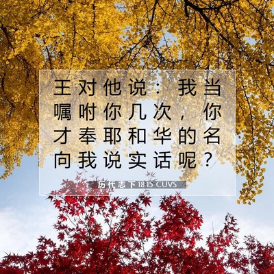 Picture 07 - 历 代 志 下 18:15 CUVS - 王 对 他 说 ： 我 当 嘱 咐 你 几 次 - Bible Verse Picture