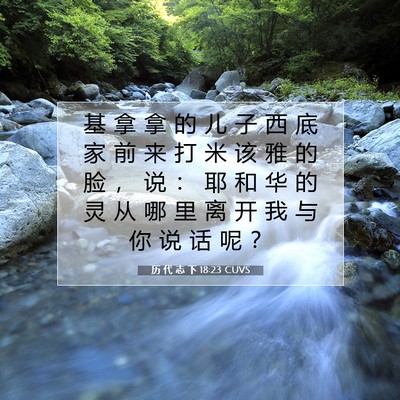 Picture 07 - 历 代 志 下 18:23 CUVS - 基 拿 拿 的 儿 子 西 底 家 前 来 打 - Bible Verse Picture