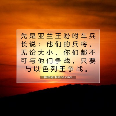 Picture 07 - 历 代 志 下 18:30 CUVS - 先 是 亚 兰 王 吩 咐 车 兵 长 说 ： - Bible Verse Picture