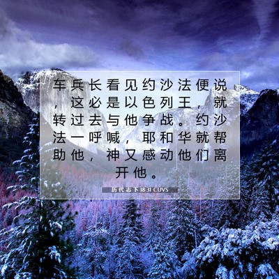 Picture 07 - 历 代 志 下 18:31 CUVS - 车 兵 长 看 见 约 沙 法 便 说 ， 这 - Bible Verse Picture