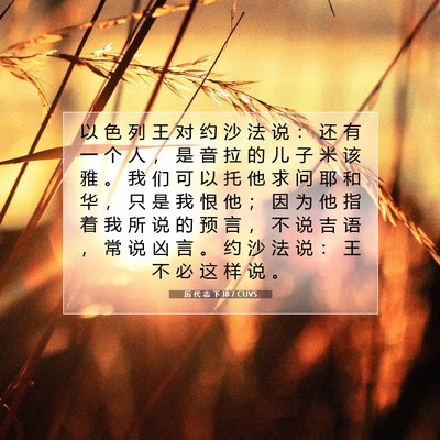 Picture 07 - 历 代 志 下 18:7 CUVS - 以 色 列 王 对 约 沙 法 说 ： 还 有 - Bible Verse Picture