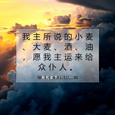 Picture 07 - 历 代 志 下 2:15 CUVS - 我 主 所 说 的 小 麦 、 大 麦 、 酒 - Bible Verse Picture