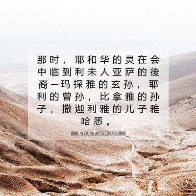 Picture 07 - 历 代 志 下 20:14 CUVS - 那 时 ， 耶 和 华 的 灵 在 会 中 临 - Bible Verse Picture