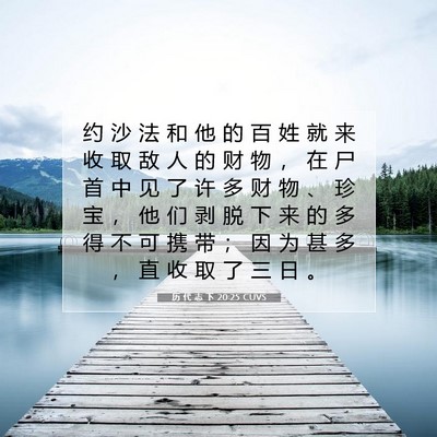 Picture 07 - 历 代 志 下 20:25 CUVS - 约 沙 法 和 他 的 百 姓 就 来 收 取 - Bible Verse Picture