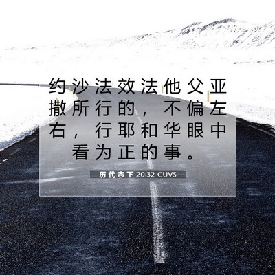 Picture 07 - 历 代 志 下 20:32 CUVS - 约 沙 法 效 法 他 父 亚 撒 所 行 的 - Bible Verse Picture