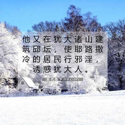 Picture 07 - 历 代 志 下 21:11 CUVS - 他 又 在 犹 大 诸 山 建 筑 邱 坛 ， - Bible Verse Picture