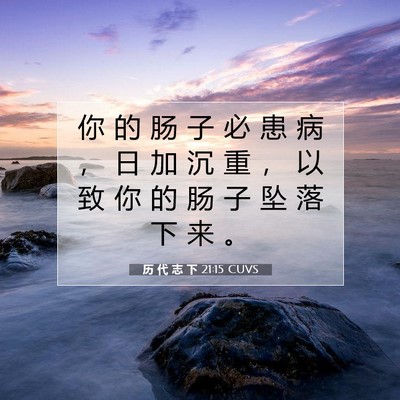 Picture 07 - 历 代 志 下 21:15 CUVS - 你 的 肠 子 必 患 病 ， 日 加 沉 重 - Bible Verse Picture