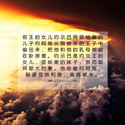 Picture 07 - 历 代 志 下 22:11 CUVS - 但 王 的 女 儿 约 示 巴 将 亚 哈 谢 - Bible Verse Picture