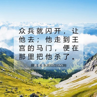 Picture 07 - 历 代 志 下 23:15 CUVS - 众 兵 就 闪 开 ， 让 他 去 ； 他 走 - Bible Verse Picture