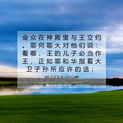 Picture 07 - 历 代 志 下 23:3 CUVS - 会 众 在 神 殿 里 与 王 立 约 。 耶 - Bible Verse Picture