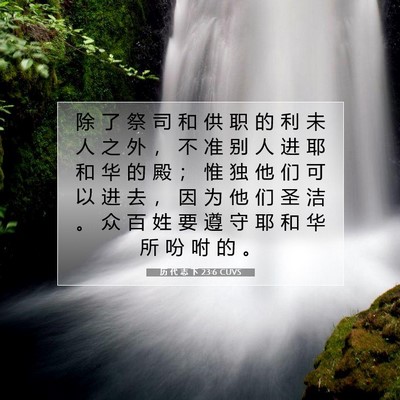 Picture 07 - 历 代 志 下 23:6 CUVS - 除 了 祭 司 和 供 职 的 利 未 人 之 - Bible Verse Picture