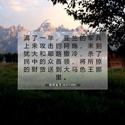 Picture 07 - 历 代 志 下 24:23 CUVS - 满 了 一 年 ， 亚 兰 的 军 兵 上 来 - Bible Verse Picture