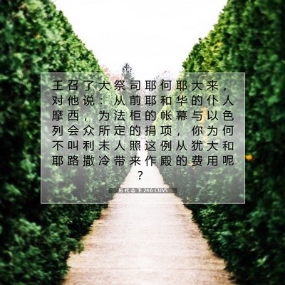 Picture 07 - 历 代 志 下 24:6 CUVS - 王 召 了 大 祭 司 耶 何 耶 大 来 ， - Bible Verse Picture