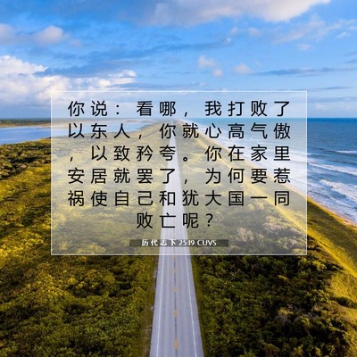 Picture 07 - 历 代 志 下 25:19 CUVS - 你 说 ： 看 哪 ， 我 打 败 了 以 东 - Bible Verse Picture