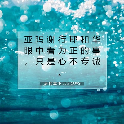 Picture 07 - 历 代 志 下 25:2 CUVS - 亚 玛 谢 行 耶 和 华 眼 中 看 为 正 - Bible Verse Picture