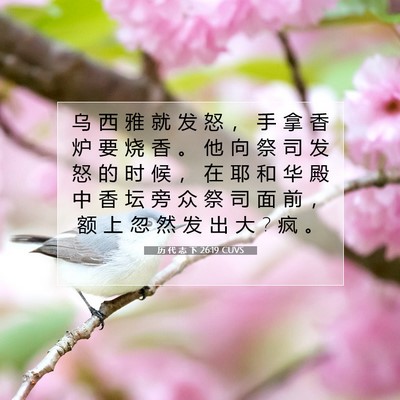 Picture 07 - 历 代 志 下 26:19 CUVS - 乌 西 雅 就 发 怒 ， 手 拿 香 炉 要 - Bible Verse Picture