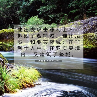 Picture 07 - 历 代 志 下 26:6 CUVS - 他 出 去 攻 击 非 利 士 人 ， 拆 毁 - Bible Verse Picture
