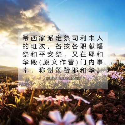 Picture 07 - 历 代 志 下 31:2 CUVS - 希 西 家 派 定 祭 司 利 未 人 的 班 - Bible Verse Picture