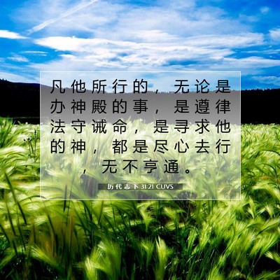Picture 07 - 历 代 志 下 31:21 CUVS - 凡 他 所 行 的 ， 无 论 是 办 神 殿 - Bible Verse Picture