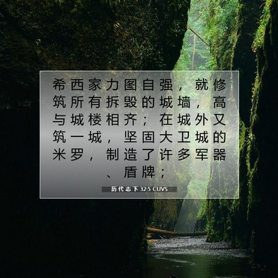 Picture 07 - 历 代 志 下 32:5 CUVS - 希 西 家 力 图 自 强 ， 就 修 筑 所 - Bible Verse Picture
