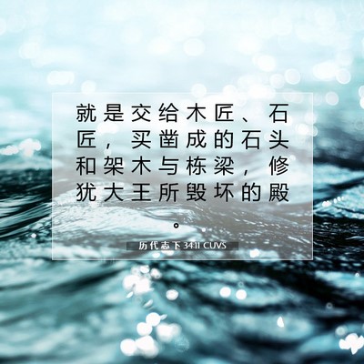 Picture 07 - 历 代 志 下 34:11 CUVS - 就 是 交 给 木 匠 、 石 匠 ， 买 凿 - Bible Verse Picture