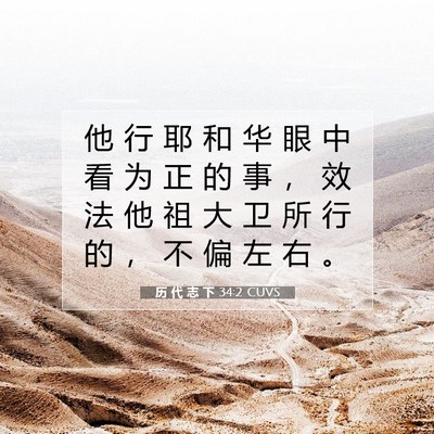 Picture 07 - 历 代 志 下 34:2 CUVS - 他 行 耶 和 华 眼 中 看 为 正 的 事 - Bible Verse Picture