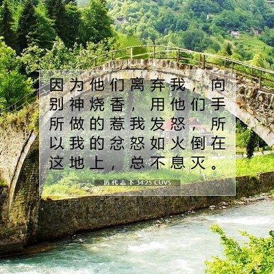 Picture 07 - 历 代 志 下 34:25 CUVS - 因 为 他 们 离 弃 我 ， 向 别 神 烧 - Bible Verse Picture
