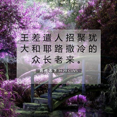 Picture 07 - 历 代 志 下 34:29 CUVS - 王 差 遣 人 招 聚 犹 大 和 耶 路 撒 - Bible Verse Picture