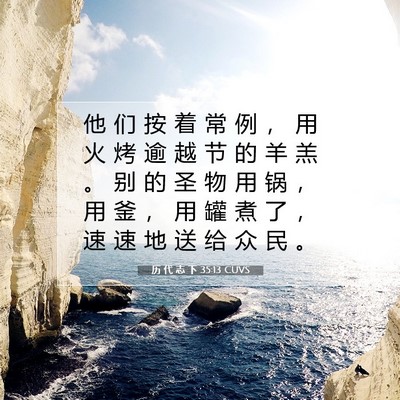 Picture 07 - 历 代 志 下 35:13 CUVS - 他 们 按 着 常 例 ， 用 火 烤 逾 越 - Bible Verse Picture