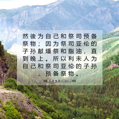 Picture 07 - 历 代 志 下 35:14 CUVS - 然 後 为 自 己 和 祭 司 预 备 祭 物 - Bible Verse Picture