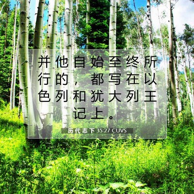 Picture 07 - 历 代 志 下 35:27 CUVS - 并 他 自 始 至 终 所 行 的 ， 都 写 - Bible Verse Picture