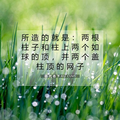 Picture 07 - 历 代 志 下 4:12 CUVS - 所 造 的 就 是 ： 两 根 柱 子 和 柱 - Bible Verse Picture