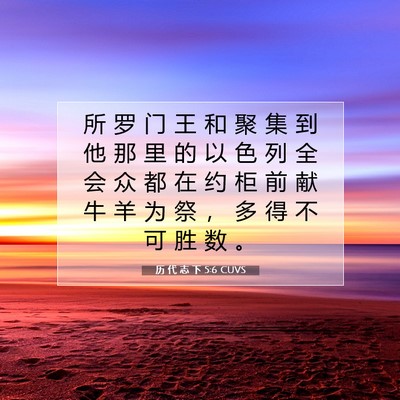 Picture 07 - 历 代 志 下 5:6 CUVS - 所 罗 门 王 和 聚 集 到 他 那 里 的 - Bible Verse Picture