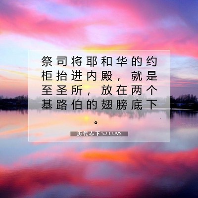 Picture 07 - 历 代 志 下 5:7 CUVS - 祭 司 将 耶 和 华 的 约 柜 抬 进 内 - Bible Verse Picture