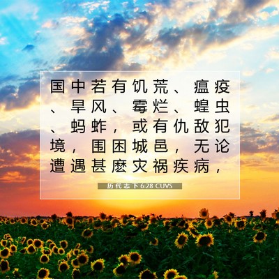 Picture 07 - 历 代 志 下 6:28 CUVS - 国 中 若 有 饥 荒 、 瘟 疫 、 旱 风 - Bible Verse Picture