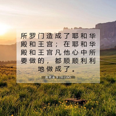 Picture 07 - 历 代 志 下 7:11 CUVS - 所 罗 门 造 成 了 耶 和 华 殿 和 王 - Bible Verse Picture