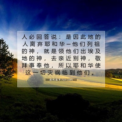 Picture 07 - 历 代 志 下 7:22 CUVS - 人 必 回 答 说 ： 是 因 此 地 的 人 - Bible Verse Picture