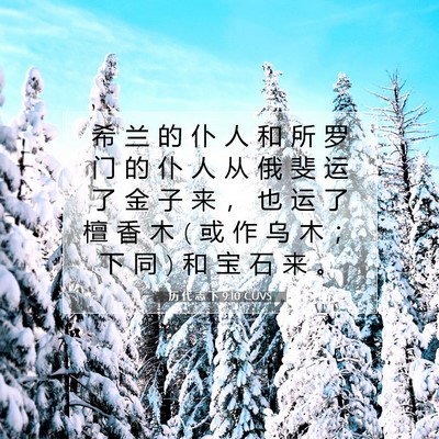 Picture 07 - 历 代 志 下 9:10 CUVS - 希 兰 的 仆 人 和 所 罗 门 的 仆 人 - Bible Verse Picture