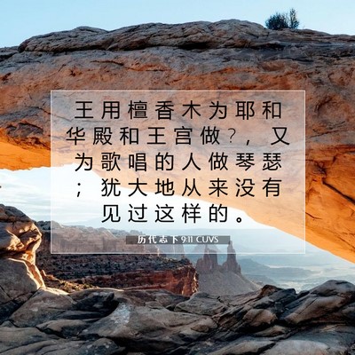 Picture 07 - 历 代 志 下 9:11 CUVS - 王 用 檀 香 木 为 耶 和 华 殿 和 王 - Bible Verse Picture