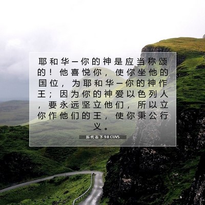 Picture 07 - 历 代 志 下 9:8 CUVS - 耶 和 华 ─ 你 的 神 是 应 当 称 颂 - Bible Verse Picture
