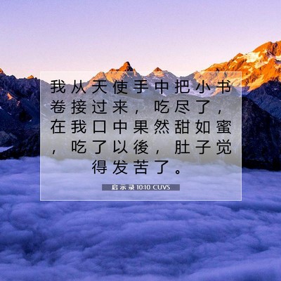 Picture 07 - 启 示 录 10:10 CUVS - 我 从 天 使 手 中 把 小 书 卷 接 过 - Bible Verse Picture