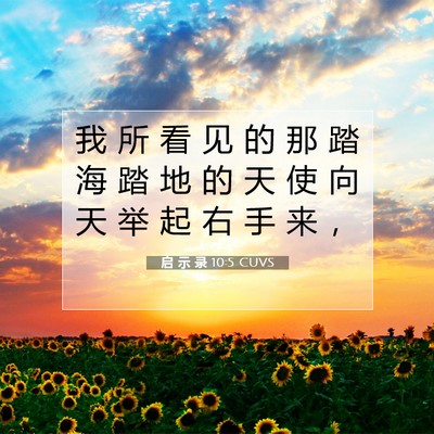 Picture 07 - 启 示 录 10:5 CUVS - 我 所 看 见 的 那 踏 海 踏 地 的 天 - Bible Verse Picture