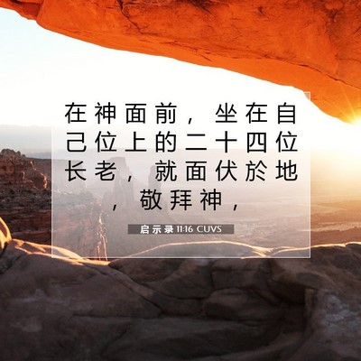 Picture 07 - 启 示 录 11:16 CUVS - 在 神 面 前 ， 坐 在 自 己 位 上 的 - Bible Verse Picture