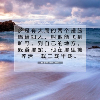 Picture 07 - 启 示 录 12:14 CUVS - 於 是 有 大 鹰 的 两 个 翅 膀 赐 给 - Bible Verse Picture