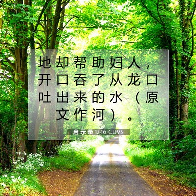 Picture 07 - 启 示 录 12:16 CUVS - 地 却 帮 助 妇 人 ， 开 口 吞 了 从 - Bible Verse Picture