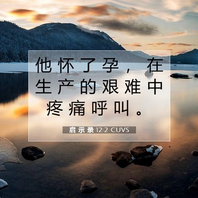 Picture 07 - 启 示 录 12:2 CUVS - 他 怀 了 孕 ， 在 生 产 的 艰 难 中 - Bible Verse Picture
