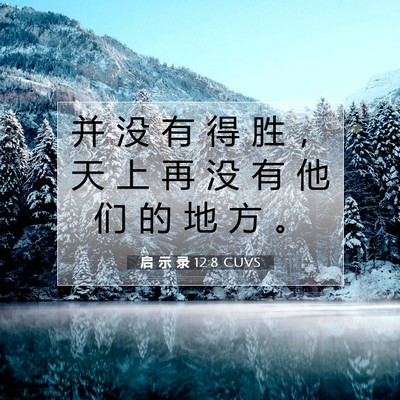 Picture 07 - 启 示 录 12:8 CUVS - 并 没 有 得 胜 ， 天 上 再 没 有 他 - Bible Verse Picture
